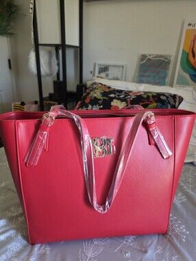Badgley Mischa Women’s Red Tote Bag with Gold Logo Accent Brand New